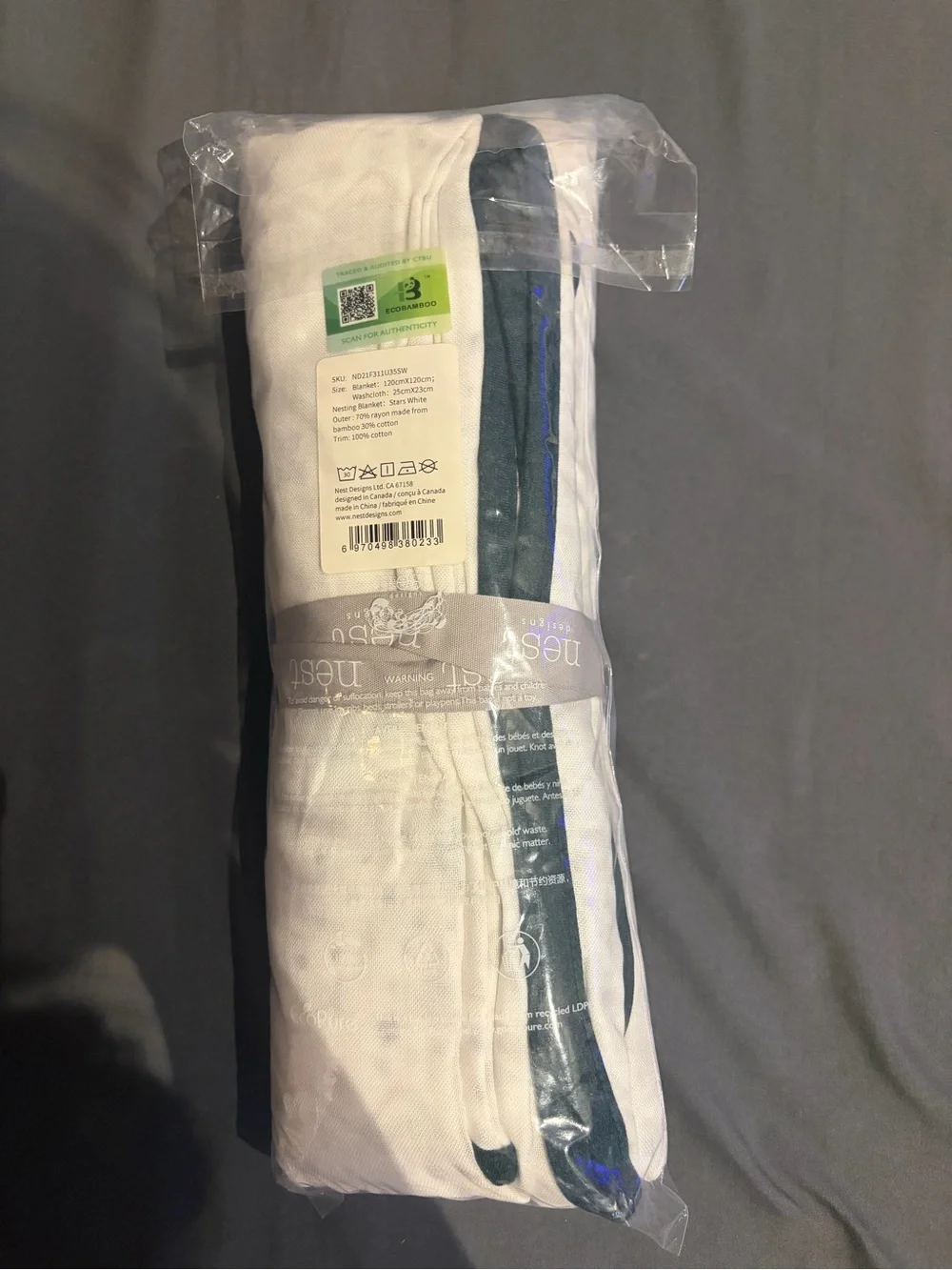 Nest Designs Bamboo Muslin Nook 4-Layer Nesting Baby Blanket - Stars White